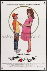 1j619 NORMAN LOVES ROSE 1sh 1982 art of pregnant Carol Kane & Tony Owen!