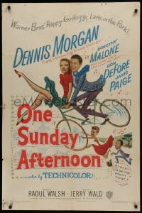 1j638 ONE SUNDAY AFTERNOON 1sh 1949 wacky artwork of Dennis Morgan & Dorothy Malone on bike!