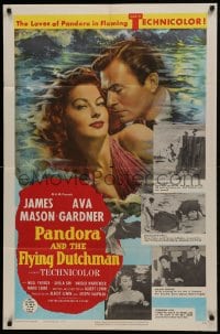 1j652 PANDORA & THE FLYING DUTCHMAN 1sh 1951 romantic c/u of James Mason & sexy Ava Gardner!