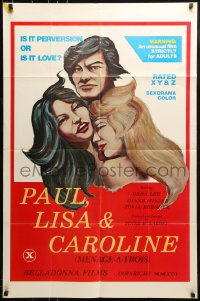 1j659 PAUL LISA & CAROLINE 1sh 1977 sexy menage a trois, is lesbianism perversion or is it love?