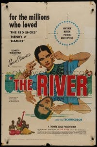 1j713 RIVER 1sh 1951 Jean Renoir, art of Suprova Mukerjee, written by Rumer Godden!