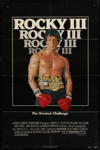 1j722 ROCKY III 1sh 1982 boxer & director Sylvester Stallone in gloves & title belt!