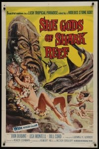 1j776 SHE GODS OF SHARK REEF 1sh 1958 Roger Corman, AIP, wonderful art of naked swimmers & sharks!