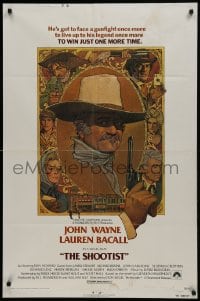 1j780 SHOOTIST 1sh 1976 best Richard Amsel artwork of cowboy John Wayne & cast!