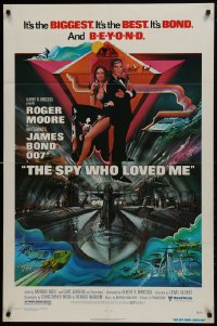 1j815 SPY WHO LOVED ME 1sh 1977 great art of Roger Moore as James Bond by Bob Peak!