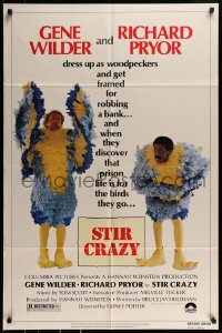 1j834 STIR CRAZY 1sh 1980 Gene Wilder & Richard Pryor in chicken suits, directed by Sidney Poitier!