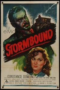 1j837 STORMBOUND 1sh 1951 art of reporter Constance Dowling & scary outlaw Andrea Checchi!