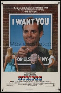 1j847 STRIPES style A 1sh 1981 Ivan Reitman classic military comedy, Bill Murray wants YOU!