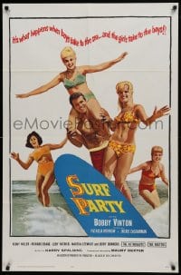 1j861 SURF PARTY 1sh 1964 when Beach Boys meet Surf Sweeties, it's a real swingin' splash of fun!