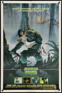 1j863 SWAMP THING NSS style 1sh 1982 Wes Craven, Hescox art of him holding sexy Adrienne Barbeau!