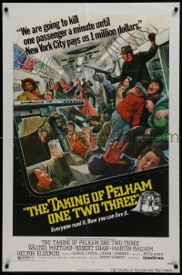 1j875 TAKING OF PELHAM ONE TWO THREE 1sh 1974 cool subway train hijack art by Mort Kunstler!