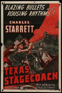 1j892 TEXAS STAGECOACH 1sh 1940 art of Charles Starrett with pretty Iris Meredith!
