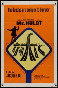1j912 TRAFFIC 1sh 1973 Jacques Tati as Mr. Hulot, cool highway art!
