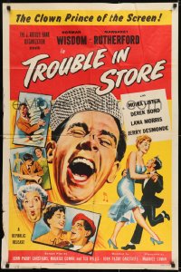 1j917 TROUBLE IN STORE 1sh 1955 Norman Wisdom, the English clown prince of the screen!