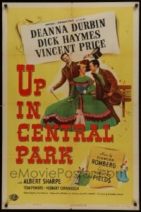 1j931 UP IN CENTRAL PARK 1sh 1948 Vincent Price & Deanna Durbin in New York City!