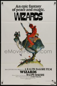 1j983 WIZARDS style A int'l 1sh 1977 Ralph Bakshi directed animation, fantasy art by William Stout!