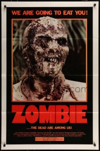 1j999 ZOMBIE 1sh 1980 Zombi 2, Lucio Fulci classic, gross c/u of undead, we are going to eat you!