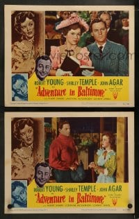 1k799 ADVENTURE IN BALTIMORE 2 LCs 1949 Robert Young, John Agar & cute Shirley Temple!