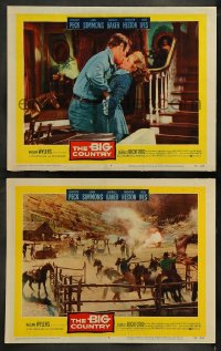1k805 BIG COUNTRY 2 LCs 1958 Gregory Peck, Charlton Heston, Jean Simmons, Carroll Baker, Wyler!