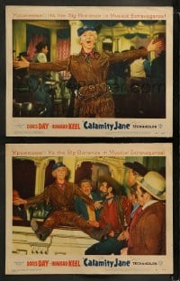 1k810 CALAMITY JANE 2 LCs 1953 pretty cowgirl Doris Day in title role w/Howard Keel!