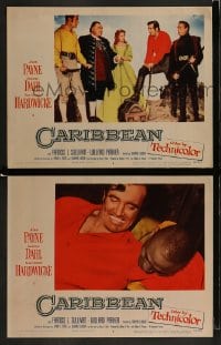 1k818 CARIBBEAN 2 LCs 1952 pirate John Payne, sexy Arlene Dahl, Cedric Hardwicke!
