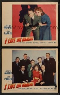 1k907 I LIVE ON DANGER 2 LCs 1942 Chester Morris, Jean Parker and all top cast!
