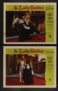 1k920 LADY GODIVA 2 LCs 1955 sexy Maureen O'Hara, George Nader, Victor McLaglen!
