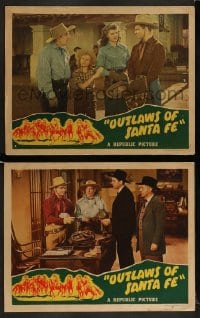 1k938 OUTLAWS OF SANTA FE 2 LCs 1944 great western cowboy images of Don Red Barry, Wally Vernon!