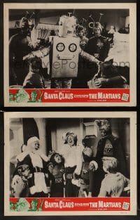 1k953 SANTA CLAUS CONQUERS THE MARTIANS 2 LCs 1964 wacky fantasy, aliens, robots & Santa!