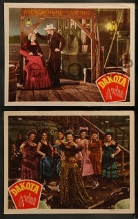 1k705 DAKOTA 3 LCs 1945 John Wayne & pretty Ona Munson in a romantic spectacle of the West!