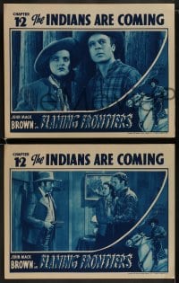 1k609 FLAMING FRONTIERS 4 chapter 12 LCs 1938 close up of Johnny Mack Brown, The Indians are Coming