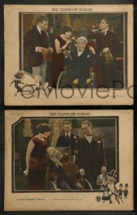 1k622 HER TEMPORARY HUSBAND 4 LCs 1923 Owen Moore, Syd Chaplin, Sylvia Breamer, cool border art!