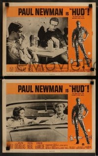 1k413 HUD 7 LCs 1963 cowboys Paul Newman, Melvyn Douglas, Martin Ritt directed classic!