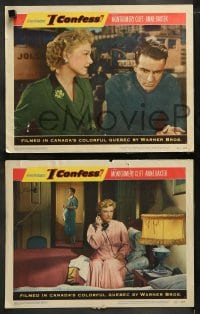 1k625 I CONFESS 4 LCs 1953 Alfred Hitchcock, great images of Montgomery Clift, Anne Baxter!