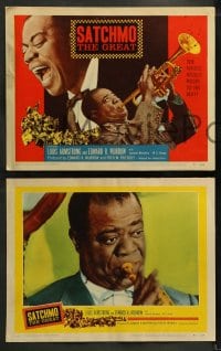 1k295 SATCHMO THE GREAT 8 LCs 1957 great images of Louis Armstrong playing his trumpet & singing!