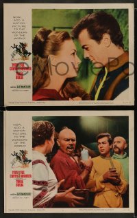 1k437 TARAS BULBA 7 LCs 1962 angry Yul Brynner with Tony Curtis, Brad Dexter & another man!