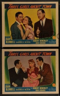 1k583 THREE GIRLS ABOUT TOWN 5 LCs 1941 Robert Benchley w/Joan Blondell, Binnie Barnes & Janet Blair
