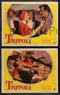 1k442 TRIPOLI 7 LCs 1950 best close up of Maureen O'Hara & soldier John Payne in Africa!