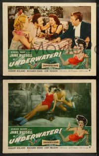 1k786 UNDERWATER 3 LCs 1955 Howard Hughes, sexiest Jane Russell, Roland, Egan, one with Lori Nelson