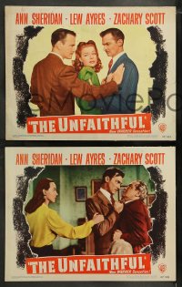 1k674 UNFAITHFUL 4 LCs 1947 sexy Ann Sheridan, Lew Ayres, Zachary Scott, love triangle film noir!