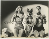1m546 DEVIL & MISS JONES candid deluxe 10.25x13 still 1941 Bob Cummings & Jean Arthur act like dogs!