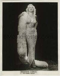 1m547 DIAMOND CARROLL deluxe burlesque 11.25x14 still 1960s The Dynamic Dazzler in sexy dress & fur!