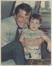 1m646 ROBERT GOULET color 11x14 still 1960s great close up smiling with his cute son in car!