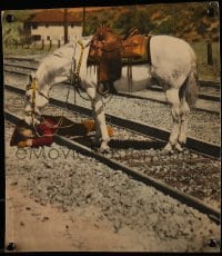 1m006 BRANDED SOMBRERO heavily trimmed 1/2sh 1928 Silver tries to help Buck Jones on train tracks!