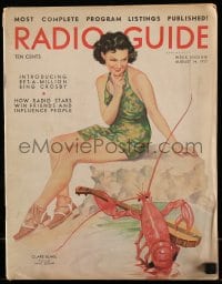 1m471 RADIO GUIDE magazine August 14, 1937 Rubino art of lobster playing banjo for sexy girl!