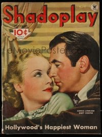 1m483 SHADOPLAY magazine September 1934 c/u of Carole Lombard & Gary Cooper in Now and Forever!