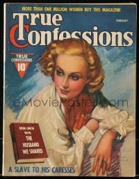 1m501 TRUE CONFESSIONS magazine February 1938 art of beautiful Carole Lombard by Zoe Mozert!