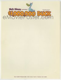 1m116 $1,000,000 DUCK 9x11 letterhead 1971 Disney, a duck lays a 24 karat omelet!