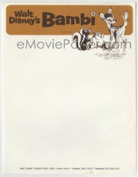 1m119 BAMBI 9x11 letterhead R1975 Disney cartoon deer classic, great art with Thumper & Flower!