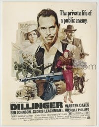 1m108 DILLINGER trade ad 1973 art of gangster Warren Oates & Cloris Leachman by Akimoto!